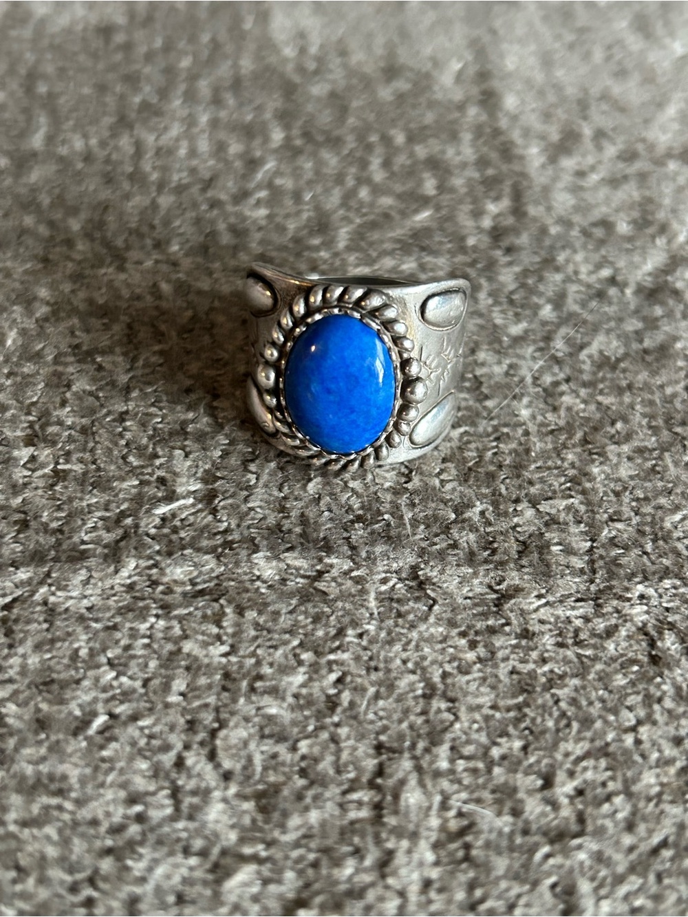 Carolyn Pollack Relios Sterling Silver 925 Denim Lapis Stone Chunky Ring Size 9